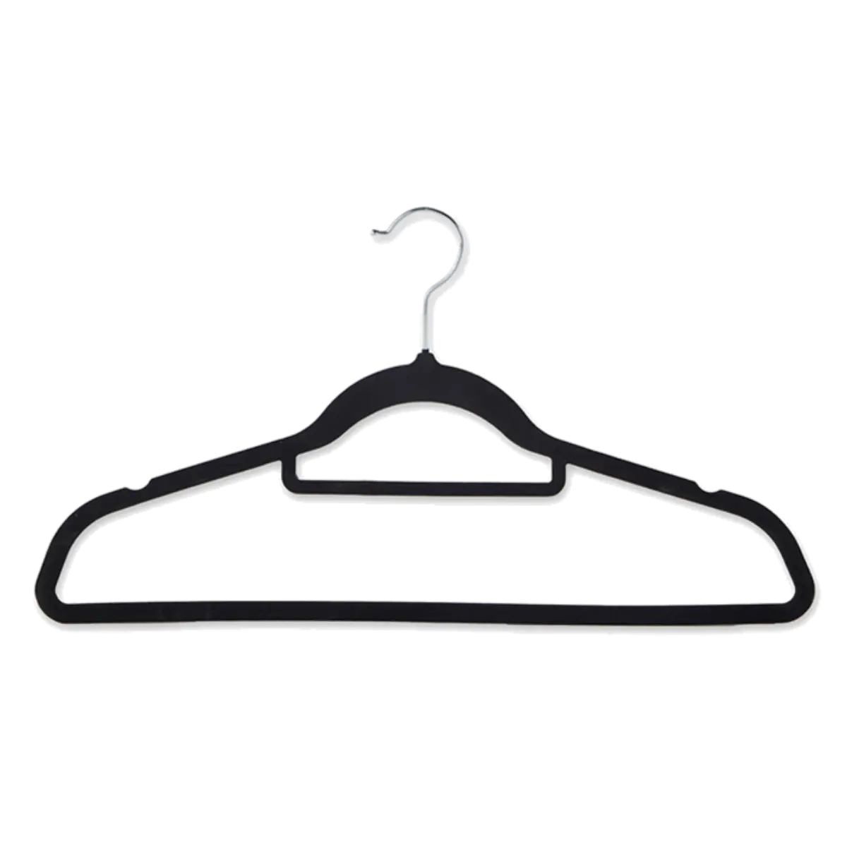 Luxurious  Black Velvet Coat Hanger, Slimline & Space-Saving, With Tie Scarf Bar