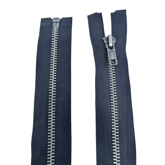 Metal Open Ended Zip 26" (66cm) With Metal Puller & Gun Metal Effect Teeth