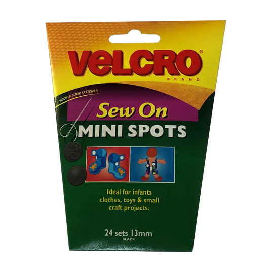 Velcro mini black sew on spots- 24 pack, 13mm spots