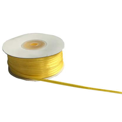Yellow Double Sided Satin Ribbons - 3mm Wide By 10mts