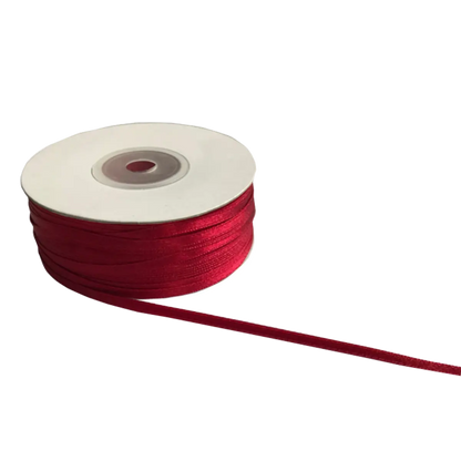 Claret Red Double Sided Satin Ribbons - 3mm Wide By 100mts