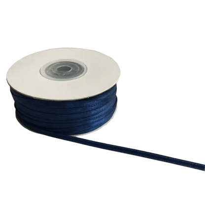 Double SidedFrench Navy Satin Ribbons - 3mm Wide By 100mts