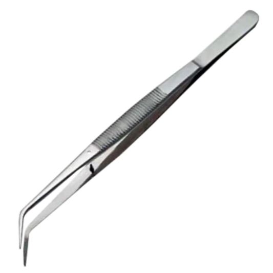 Silver Aluminium Curved Deluxe Tweezers