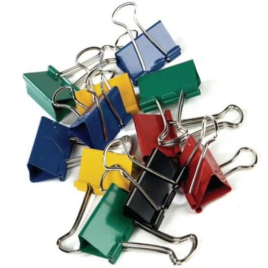 Foldback Clips, Coloured, Steel, to collate documents or loose papers, Stationery.