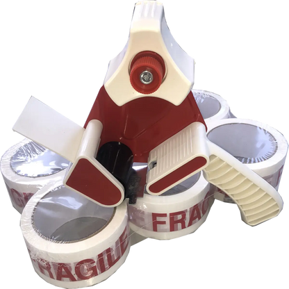 Fragile Warning Tape | For delicate, fragile and brittle items to ensure goods are treated with care Plus a Hand Dispenser