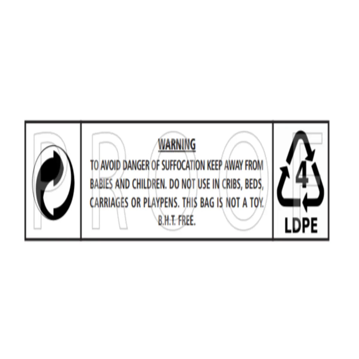 Garment Cover Bags On A Roll - Printed Warning Pins & Needles