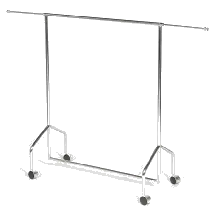 Full chrome mini garment rail with extendable arms, comes complete with mini castors