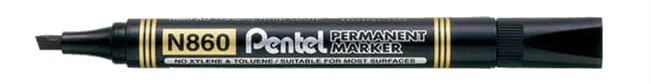 Pentel Permanent marker, waterproof fade proof ink writes on almost any surface cardboard, metal, wood, plastic and glass. Used for labelling, identification, box marking and general marking tasks.