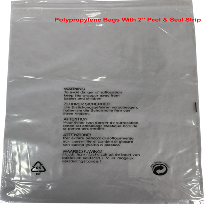 Polypropylene Self Seal Bag Retail Presentation, Clothing Packaging With Printed Warning Notice