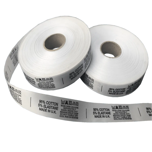 Printed Satin Content Labels 25mm, Clothing, Garment Manufacturing