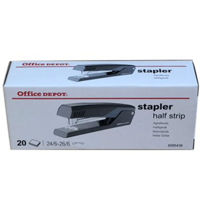 Office Depot 20 Sheet Gray 24/6 Half Strip Stapler; 26/6 ABS, steel 