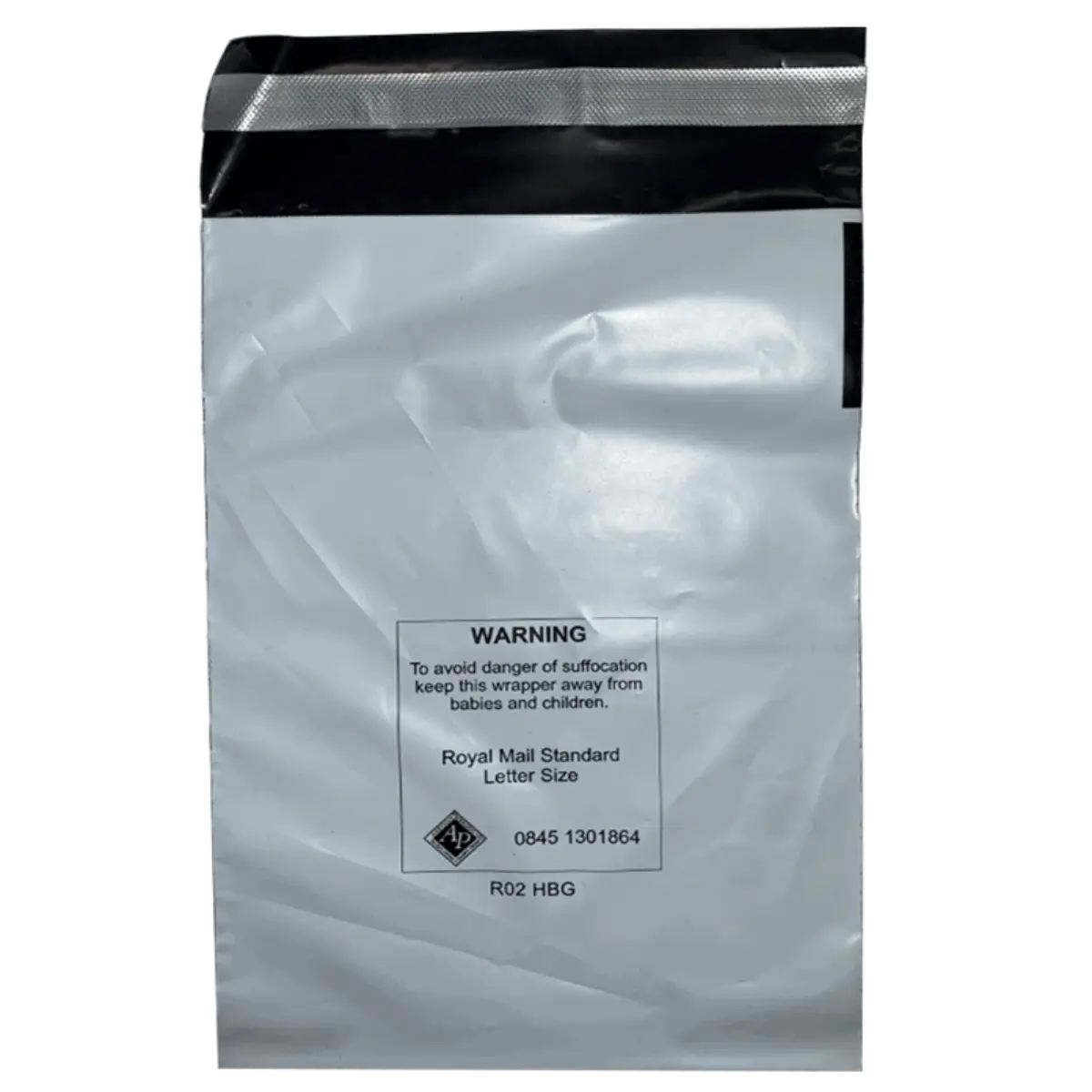 Strong White printed warning mailing bags with peel strip.